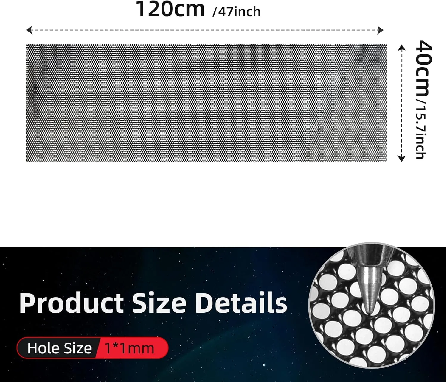 AggAuto 47in x 16in Stainless Steel Car Grill Mesh Screen, PVC Coated 304 Stainless Steel Wire Mesh for Car Grille Vent, Cabinets, Security Guard Mesh