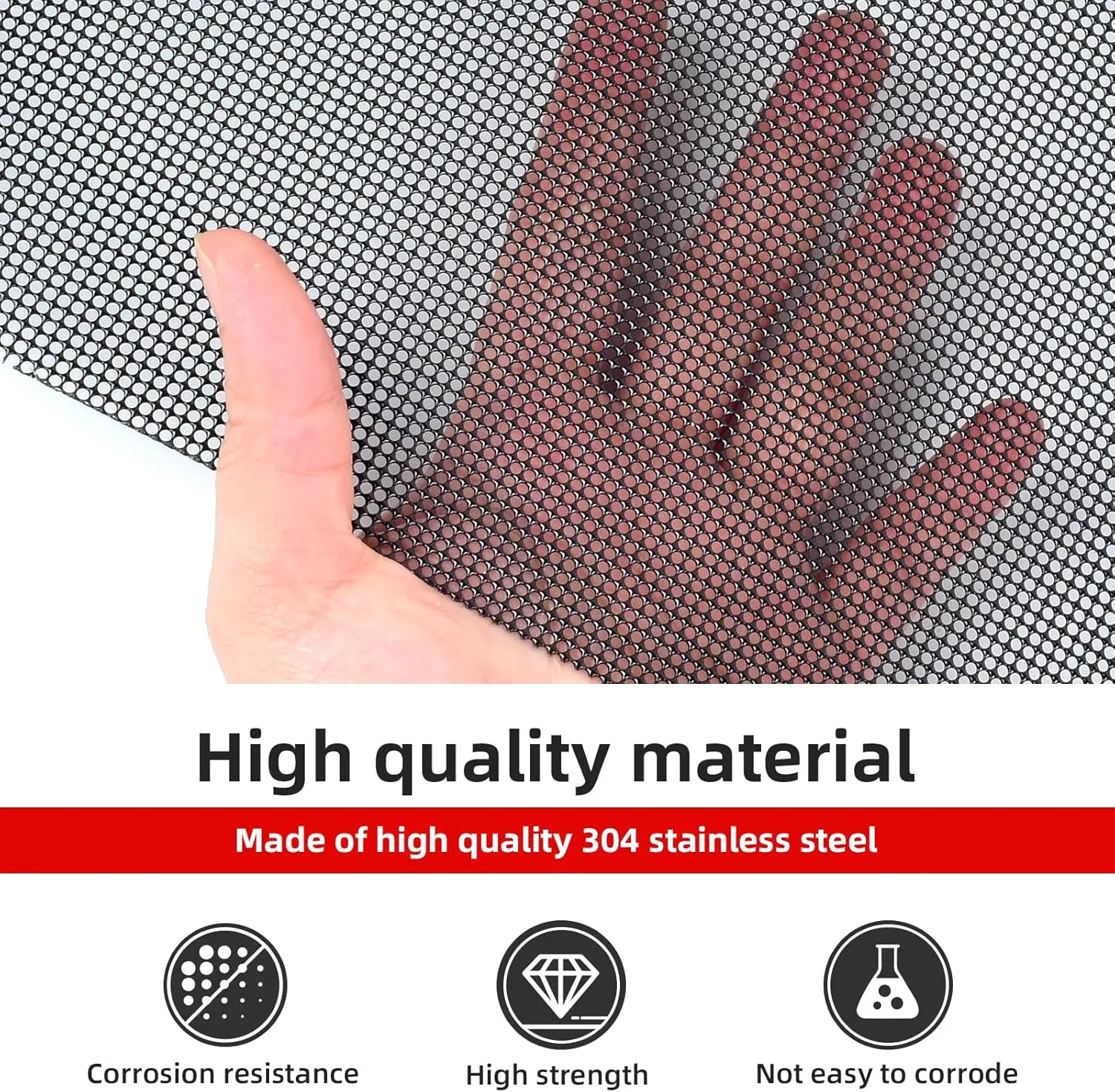 AggAuto 47in x 16in Stainless Steel Car Grill Mesh Screen, PVC Coated 304 Stainless Steel Wire Mesh for Car Grille Vent, Cabinets, Security Guard Mesh