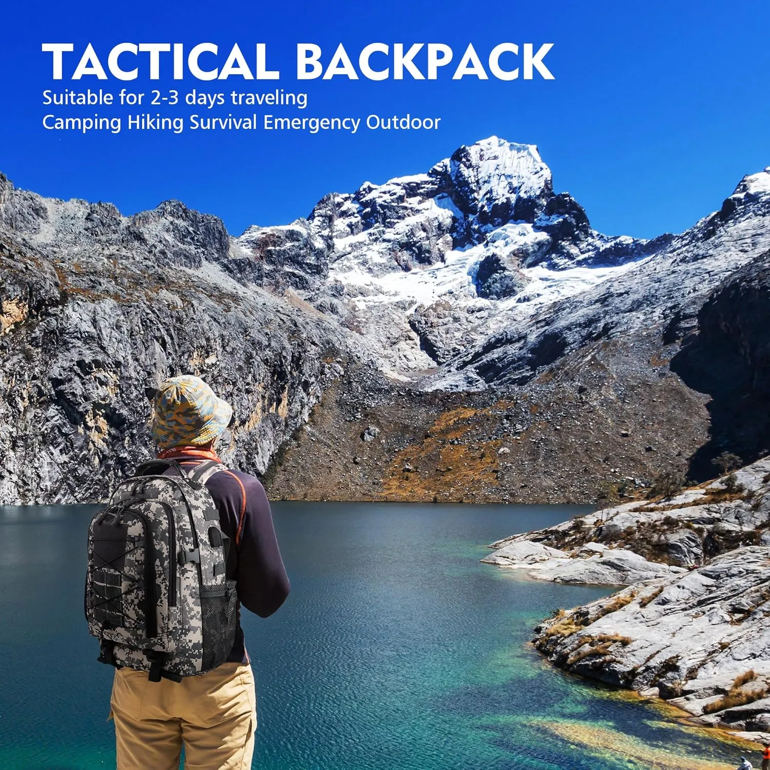aiGear Tactical Backpack for Men, 35L Military Backpack, 3-Day Bug Out Bag for Camping Hiking Hunting with Molle System Army Daypack (35L ACU)