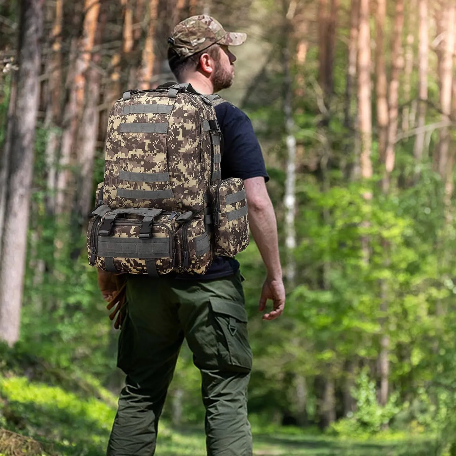 aiGear Tactical Backpack for Men, 55L Military Backpack, 3-Day Bug Out Bag for Camping Hiking Hunting with Molle System Army Daypack (55L ACU)