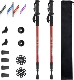 Aihoye Trekking Poles Shock Absorbing Adjustable Hiking or Walking Sticks for Hiking Collapsible Strong, 2-pc Pack Lightweight Walking Pole, All Terrain Accessories and Carry Bag