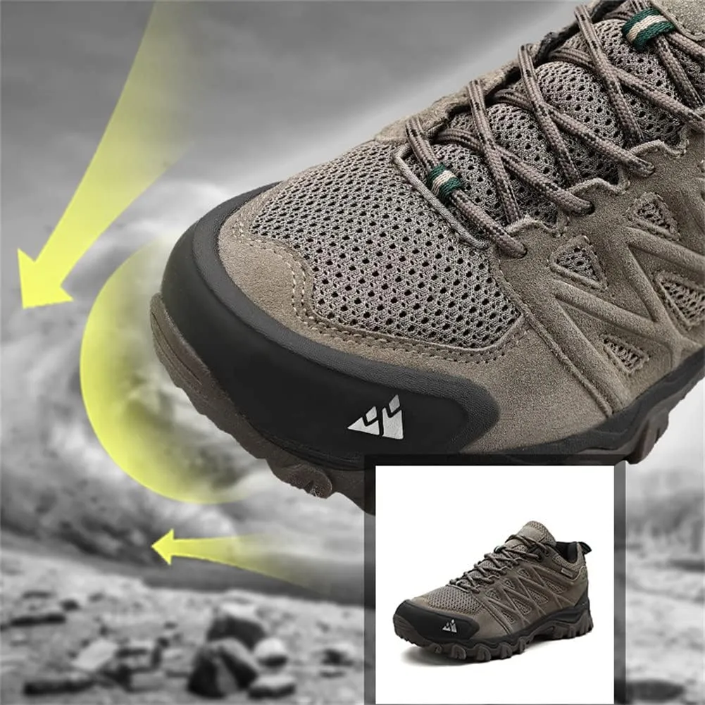 ailishabroy Men's Outdoor Hiking Shoes Lightweight Non Slip Outdoor Breathable Low Top Ankle Boots Hike Trekking Trails Camping Work Shoe