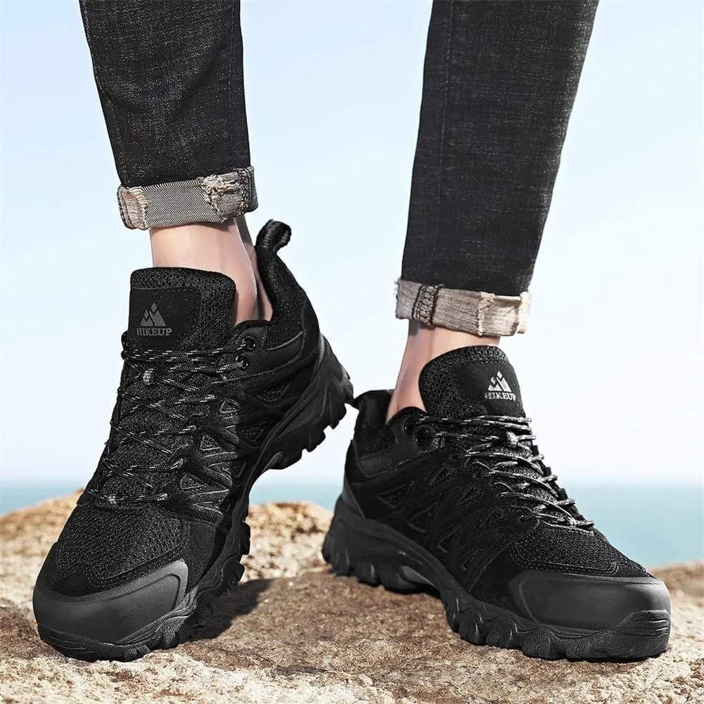 ailishabroy Men's Outdoor Hiking Shoes Lightweight Non Slip Outdoor Breathable Low Top Ankle Boots Hike Trekking Trails Camping Work Shoe