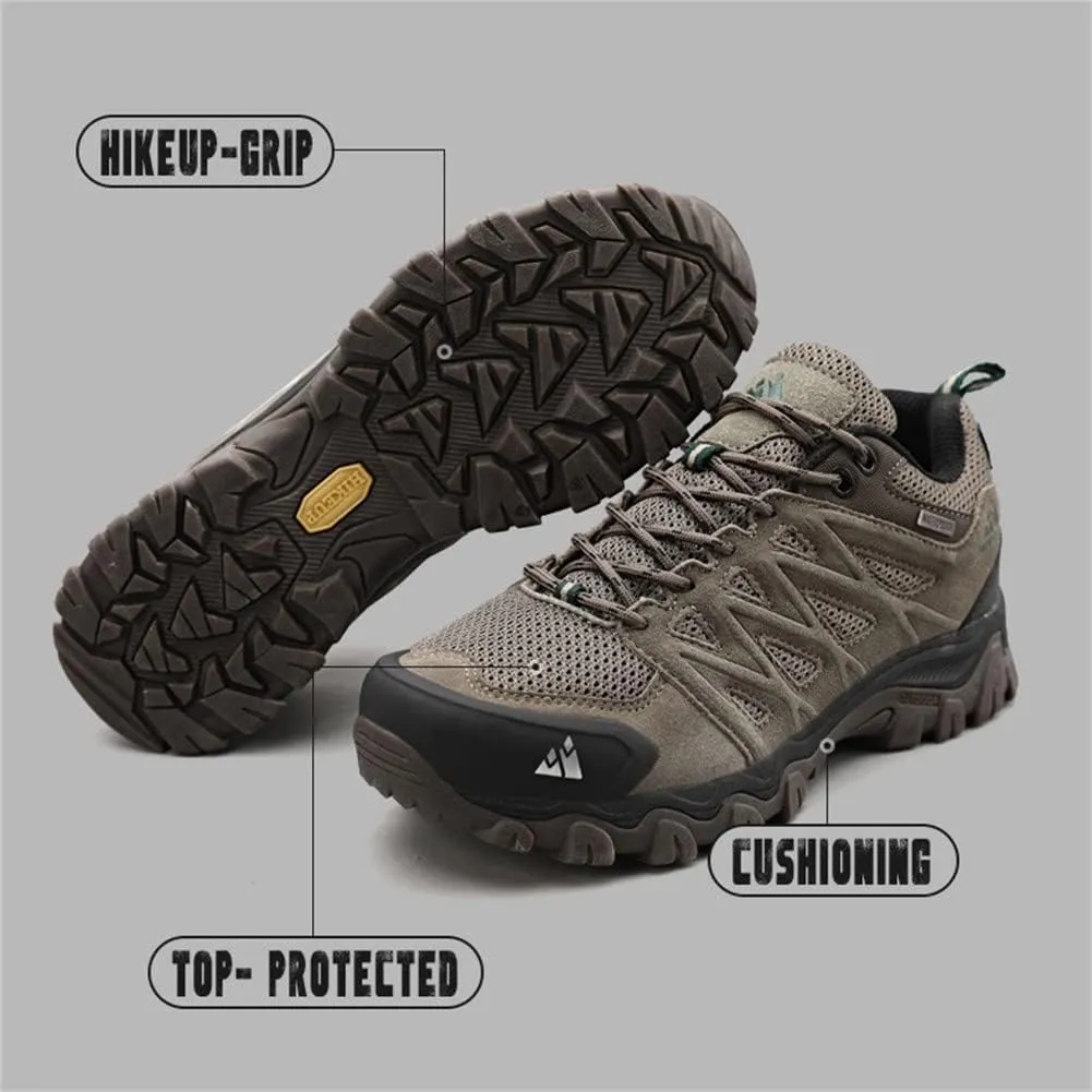 ailishabroy Men's Outdoor Hiking Shoes Lightweight Non Slip Outdoor Breathable Low Top Ankle Boots Hike Trekking Trails Camping Work Shoe