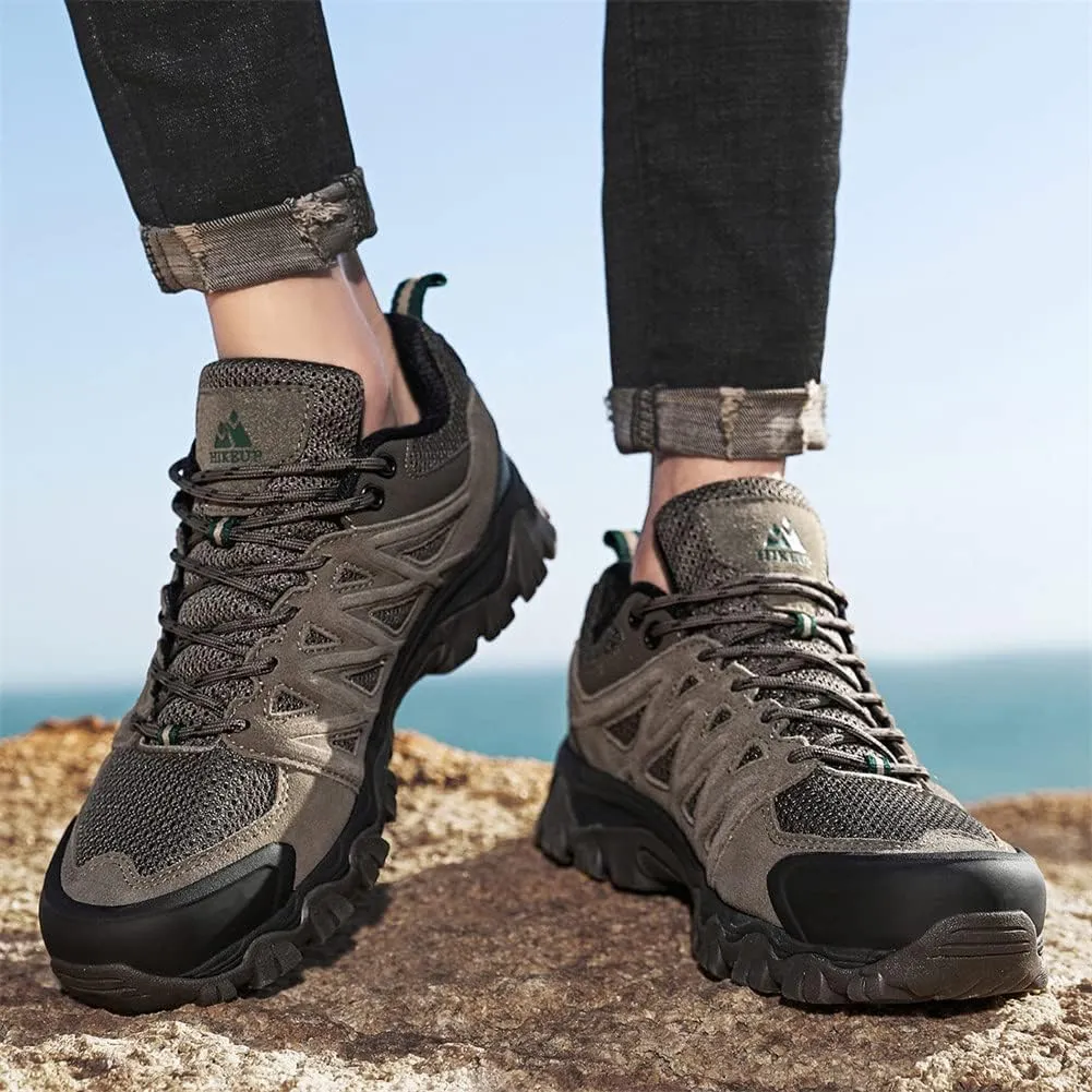 ailishabroy Men's Outdoor Hiking Shoes Lightweight Non Slip Outdoor Breathable Low Top Ankle Boots Hike Trekking Trails Camping Work Shoe