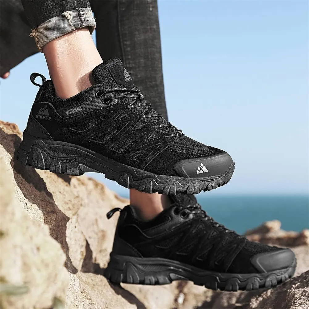 ailishabroy Men's Outdoor Hiking Shoes Lightweight Non Slip Outdoor Breathable Low Top Ankle Boots Hike Trekking Trails Camping Work Shoe