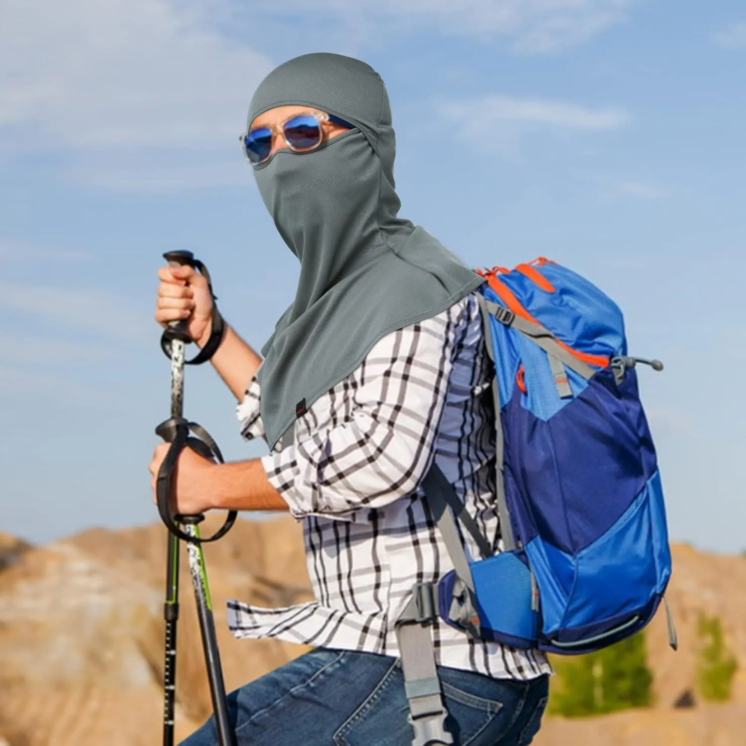 AIWOLU Balaclava Full Face Mask Summer for Sun Protection Breathable Long Neck Covers for Men Women Cycling Fishing…
