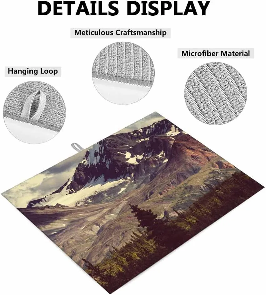 Alaska Mountains Dish Drying Mat,Arctic Landscape Hiking Alaska Mountains Scenery Usa Wilderness Drying Mat for Kitchen Counter 18x24 Inches Quick Drying Foldable Mat