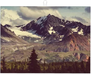 Alaska Mountains Dish Drying Mat,Arctic Landscape Hiking Alaska Mountains Scenery Usa Wilderness Drying Mat for Kitchen Counter 18x24 Inches Quick Drying Foldable Mat