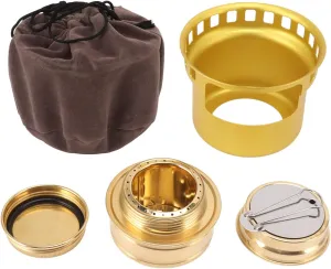 Alcohol Stove, 45x74mm/1.8x2.9in Solid Alcohol Fuel Stove Lightweight Windproof Camping Backpacking Gas Stove for Camping Picnic (Gold)