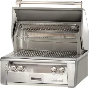 Alfresco ALXE-30-NG 30" Standard Built-In Grill Natural Gas with 77000 BTUH and Integrated Rotisserie System with Built-In Motor in Stainless