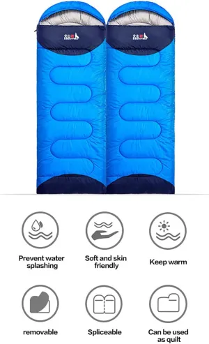 All Season Splicable Sleeping Bag Outdoor Portable Waterproof Cotton Heat Retain Sleeping Bag for Adults & Kids - Indoor & Outdoor: Camping, Backpacking, Hiking,
