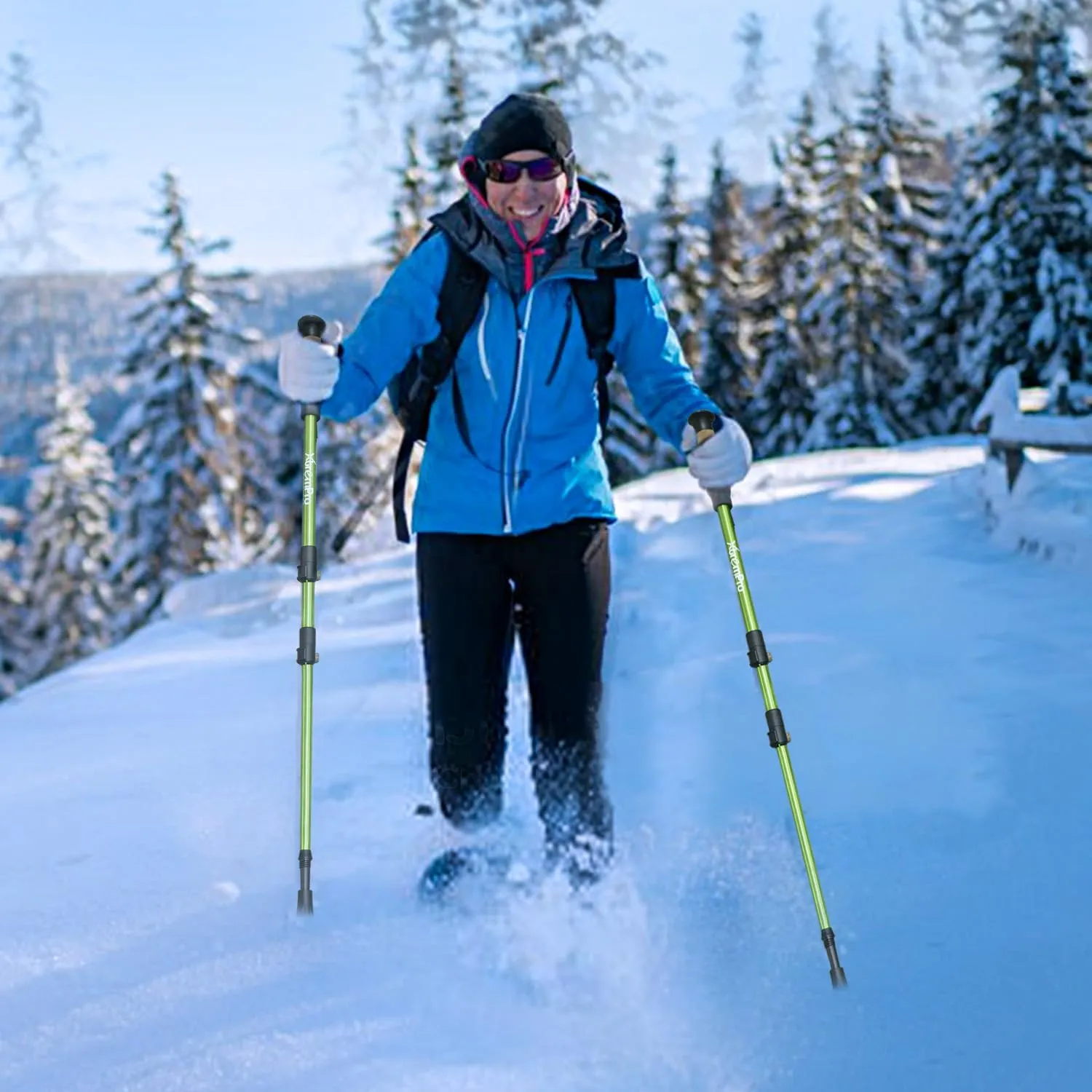 All Terrain Snowshoes with Trekking Poles,Lightweight Aluminum Snowshoes and Trekking Poles for Women/Men/Kids,Adjustable Ratchet Bindings and Carrying Tote Bag