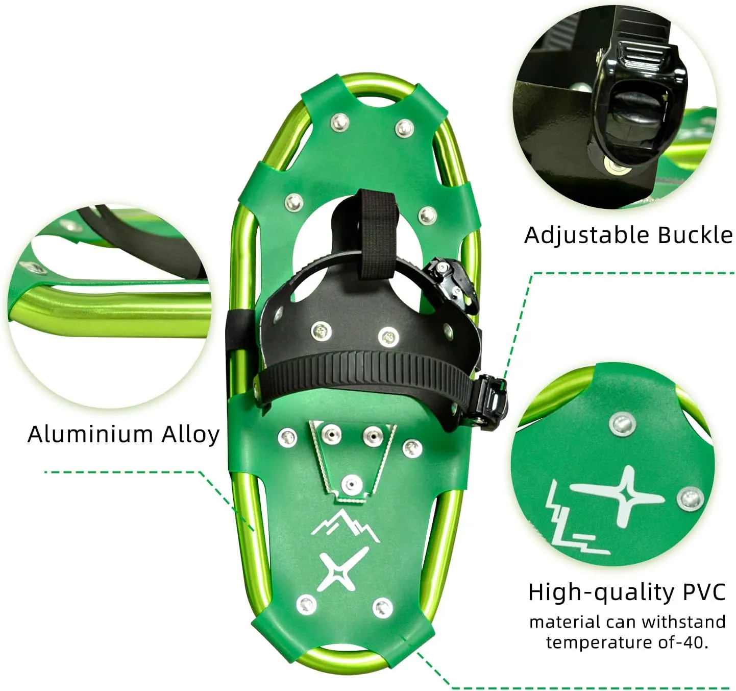 All Terrain Snowshoes with Trekking Poles,Lightweight Aluminum Snowshoes and Trekking Poles for Women/Men/Kids,Adjustable Ratchet Bindings and Carrying Tote Bag