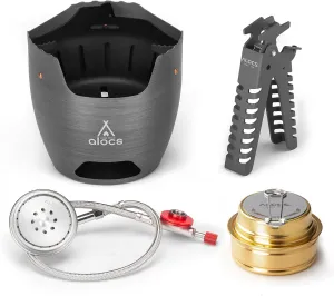 Alocs Portable Gas Stove Burner for Tea Gathering Around Stove, Outdoor Stove with Storage Bag, Scratch-resistant and Corrosion-resistant Coating, High-power Multi-purpose Stove for Camping and Outing