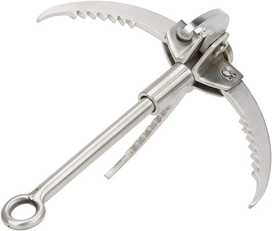 Alomejor Stainless Steel Folding Gripping Hook Durable Mountain Climbing Claw for Outdoor Mountain, Survival Tool