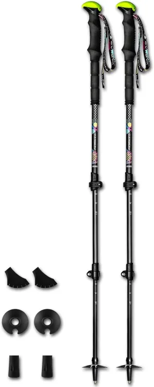 Alpenstocks Carbon Fiber Lightweight Walking Sticks,Collapsible Hiking/Walking Poles with Soft EVA Foam Grips, Quick Locks,Camera Holder,All Terrain Accessories and Carry Bag,2 Counts