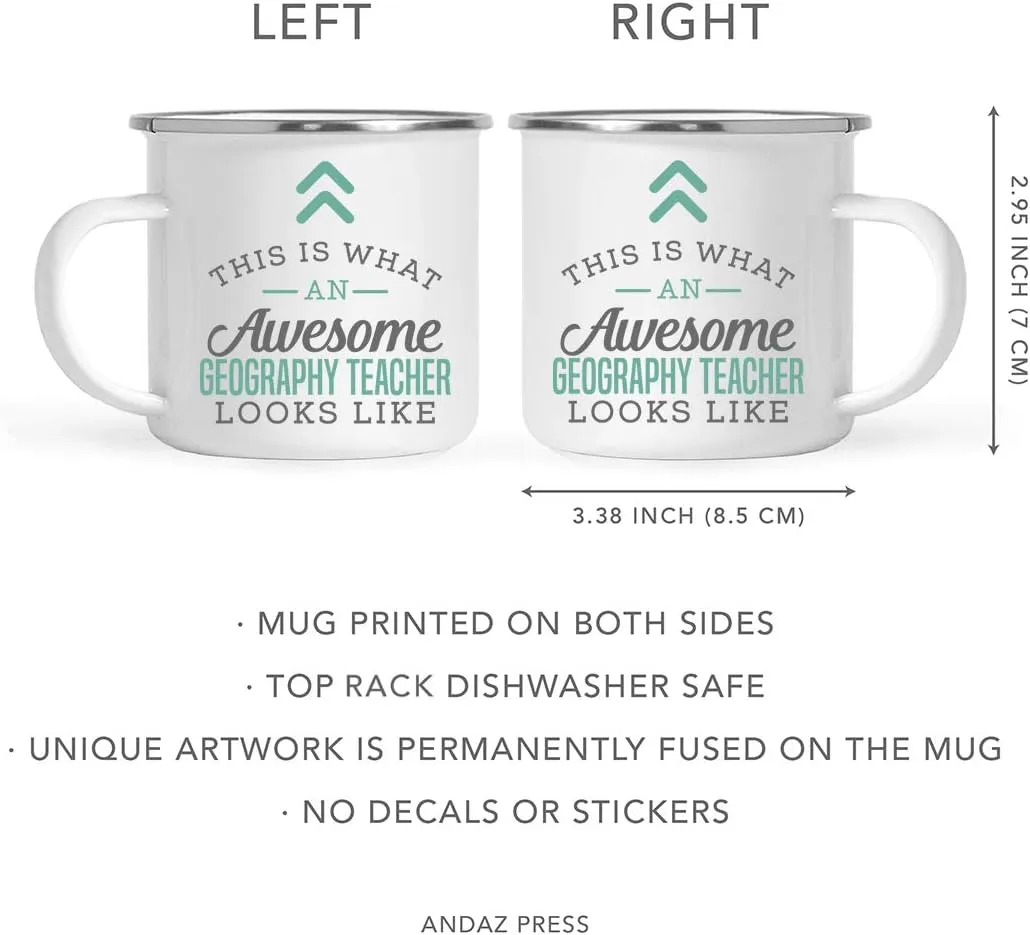Andaz Press 11oz. Stainless Steel Campfire Coffee Mug Gift, This is What an Awesome Geography Teacher Looks Like, 1-Pack, Birthday Gift Ideas Coworker Him Her, Includes Gift Box