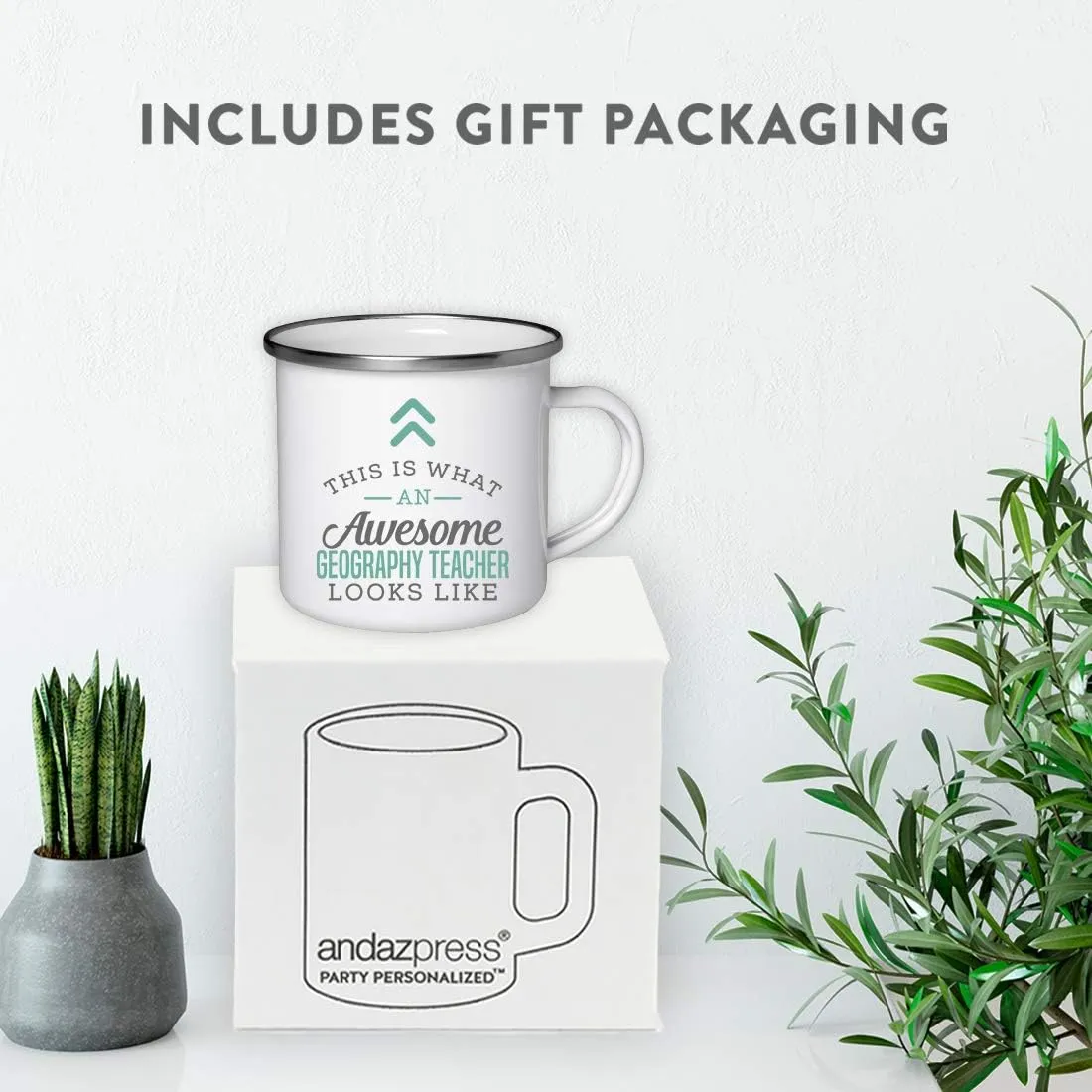 Andaz Press 11oz. Stainless Steel Campfire Coffee Mug Gift, This is What an Awesome Geography Teacher Looks Like, 1-Pack, Birthday Gift Ideas Coworker Him Her, Includes Gift Box