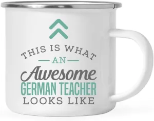 Andaz Press 11oz. Stainless Steel Campfire Coffee Mug Gift, This is What an Awesome German Teacher Looks Like, 1-Pack, Birthday Gift Ideas Coworker Him Her, Includes Gift Box