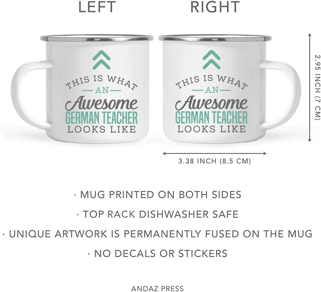 Andaz Press 11oz. Stainless Steel Campfire Coffee Mug Gift, This is What an Awesome German Teacher Looks Like, 1-Pack, Birthday Gift Ideas Coworker Him Her, Includes Gift Box