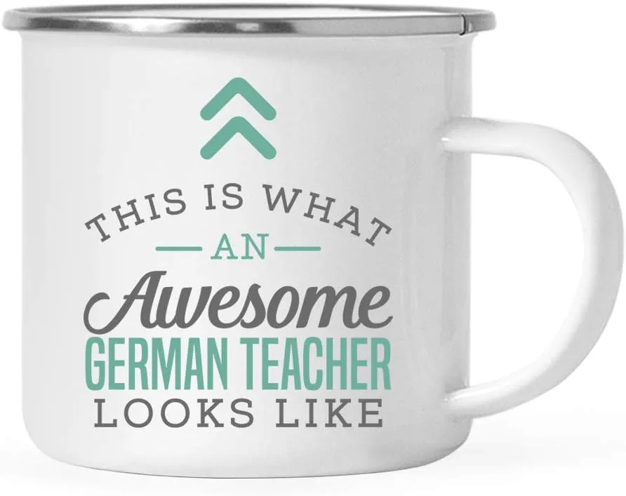 Andaz Press 11oz. Stainless Steel Campfire Coffee Mug Gift, This is What an Awesome German Teacher Looks Like, 1-Pack, Birthday Gift Ideas Coworker Him Her, Includes Gift Box