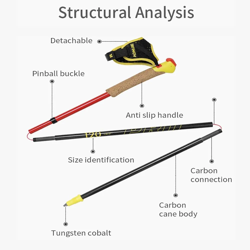 AONIJIE New Full Carbon Trekking Pole, Ultra-Light Folding Cross-Country Pole, Convenient Wrist Hanging for Cross-Country, Mountaineering, Hiking, Running