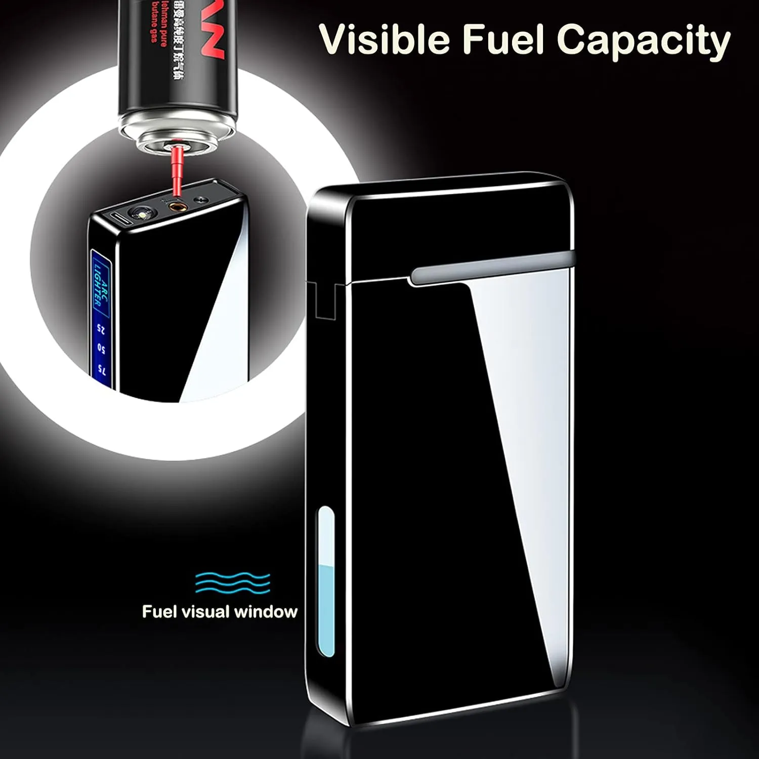 Arc Electric and Refillable Butane Jet Flame Torch Lighter 2 in 1, USB Rechargeable with LED Lighting Windproof for Fire, BBQs, Fireworks, Candle, Camping, Outdoor (Blue Ice)