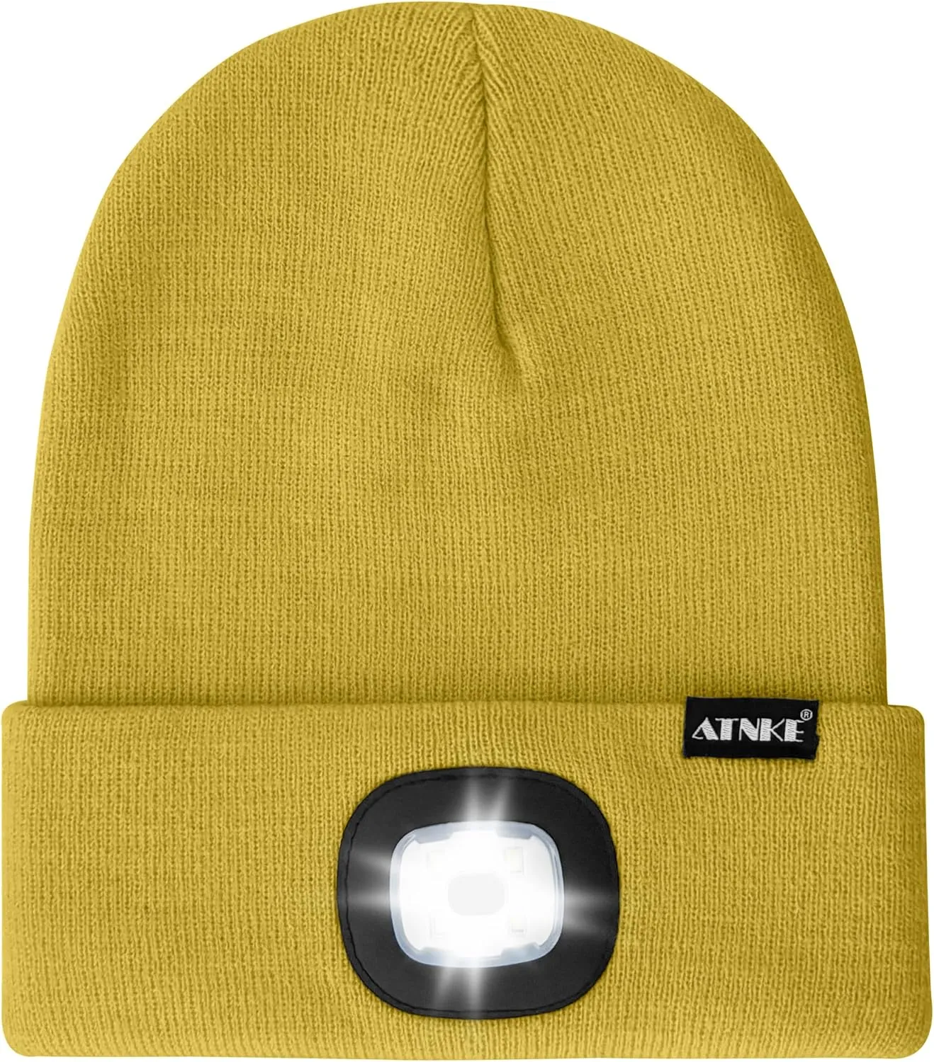 ATNKE LED Lighted Bluetooth Beanie Hat,USB Rechargeable 4 LED Wireless Run Headlamp Lined Fleece Cap for Men and Women