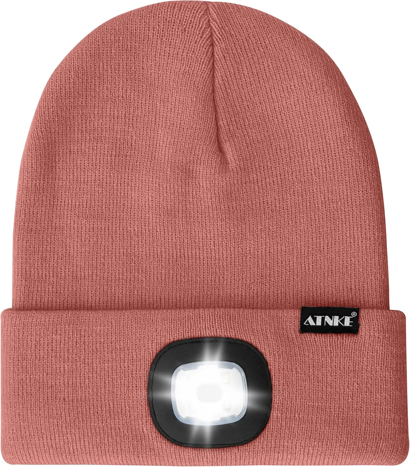 ATNKE LED Lighted Bluetooth Beanie Hat,USB Rechargeable 4 LED Wireless Run Headlamp Lined Fleece Cap for Men and Women