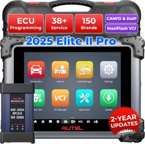 Autel MaxiSys Elite II Pro Scanner: 2025 2-Years Free Update Elite 2 Pro, J2534 Reprogramming Tool as Ultra MS908S Pro II, Motor TruSpeed Repair, 40 Reset Service w/CAN FD & Do IP, 3000  Active Test