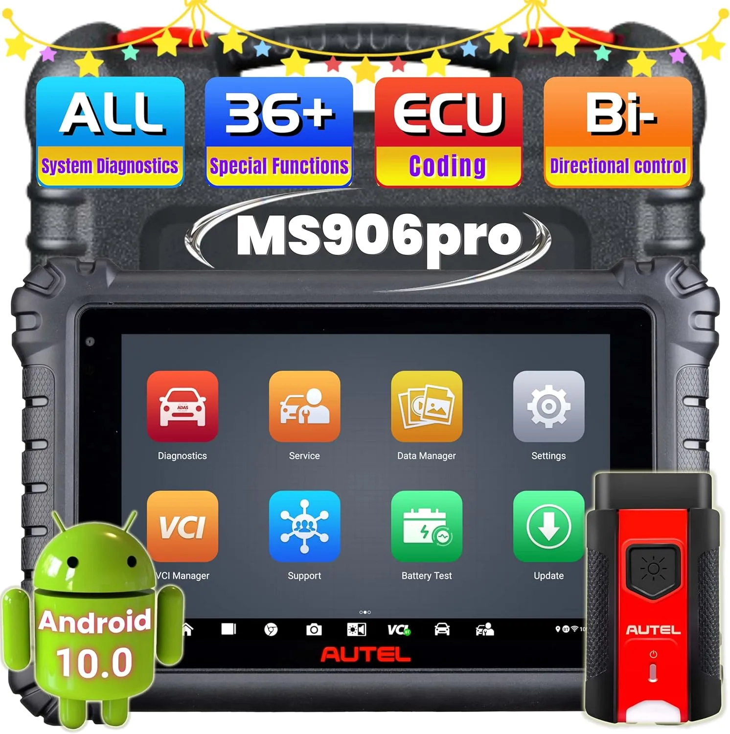 AUTEL MaxiSYS MS906 PRO OBD2 scan Tool, with Features Such as All System Diagnosis, ECU Coding, 36  Services, bi-Directional Control, and Support for ADAS, 2024 Upgrade of The MK808 MK900 BT MS906 S