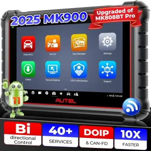 Autel Scanner MaxiCOM MK900, 2025 MK900 2.0 Bidirectional Diagnostic Tool as MK900BT, Pro Ver. of MX900 MK808S MK808BT MX808S MK808Z, 40  Resets, 3000  Active Tests, All Sys, CAN-FD&DOIP, OS 11, FCA