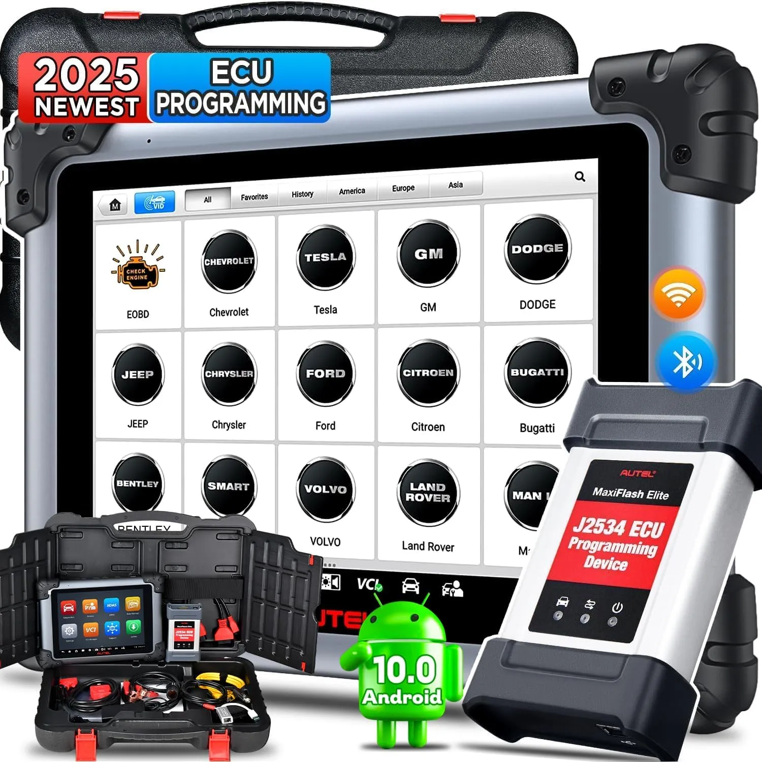 Autel Scanner MaxiSYS MS908S PRO II: 2025 J2534 ECU Programming PMI Coding Adaption As MSUltra MS919 Elite II PRO, US Ver. of MaxiCOM MK908 PRO II, AutoScan 2.0, Active Test 38  Resets, 8-Core, 4/128G
