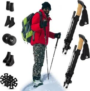 AYAMAYA Collapsible Trekking Poles for Hiking – Lightweight Aluminum Alloy 7075 Folding Nordic Hiking Walking Sticks for Men and Women with Flicklock System