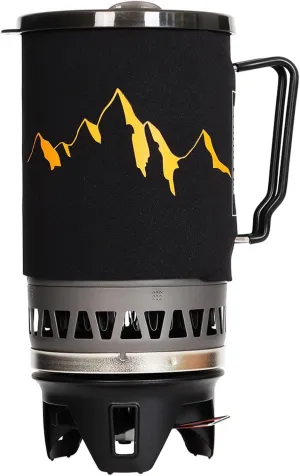 Backpacking Stove, Lightweight 1.4L Large Capacity Camping Stove, Complete Kit with Pot and Bonus Pan Support, Hiking Stove, Ideal for Trekking, Fishing, Hunting (Black)