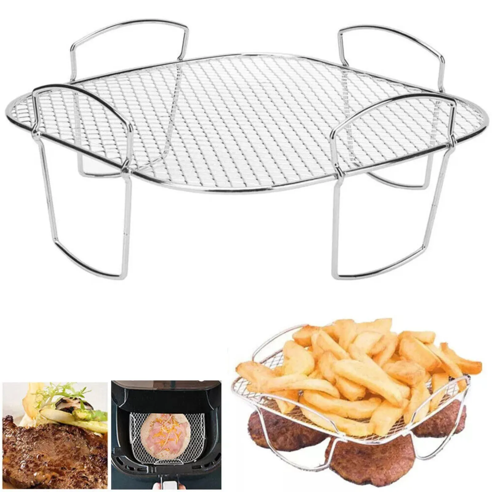 Baking Tray Grill Holder Air Fryer Rack Kitchen Grill Air Fryer Accessories