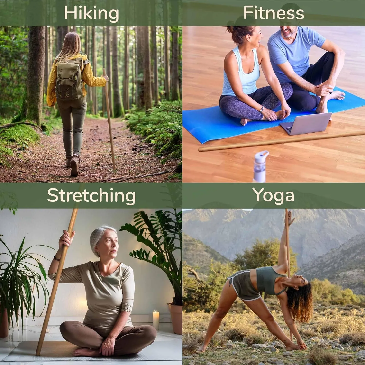BambooMN Sturdy Bamboo Stick for Fitness, Yoga, Physical Rehabilitation. 1",1.1",1.18" & 1.375" Diameters. Available in Bulk Quantities