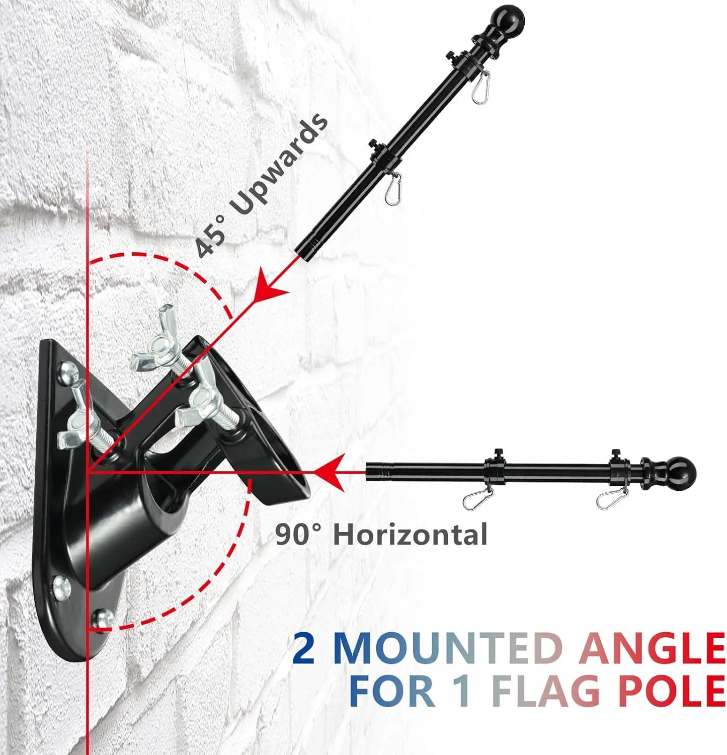 Barcetine American Flag Poles for Outside House - 6ft Tangle Free Flag Pole for House with Holder Bracket,Residential Flagpole Kit for Outdoor Porch Garage - Black