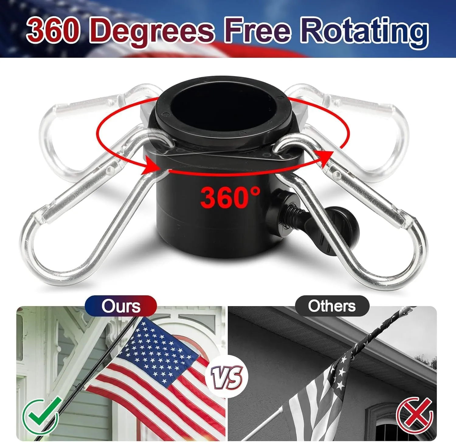 Barcetine Flag Pole Kit with 3x5 US Flag - Includes 5ft Heavy Duty Tangle Free Flagpole,Weather Resistant 3x5 Embroidered American Flag,Aluminum Holder Bracket,for Outside House,Porch,Outdoor