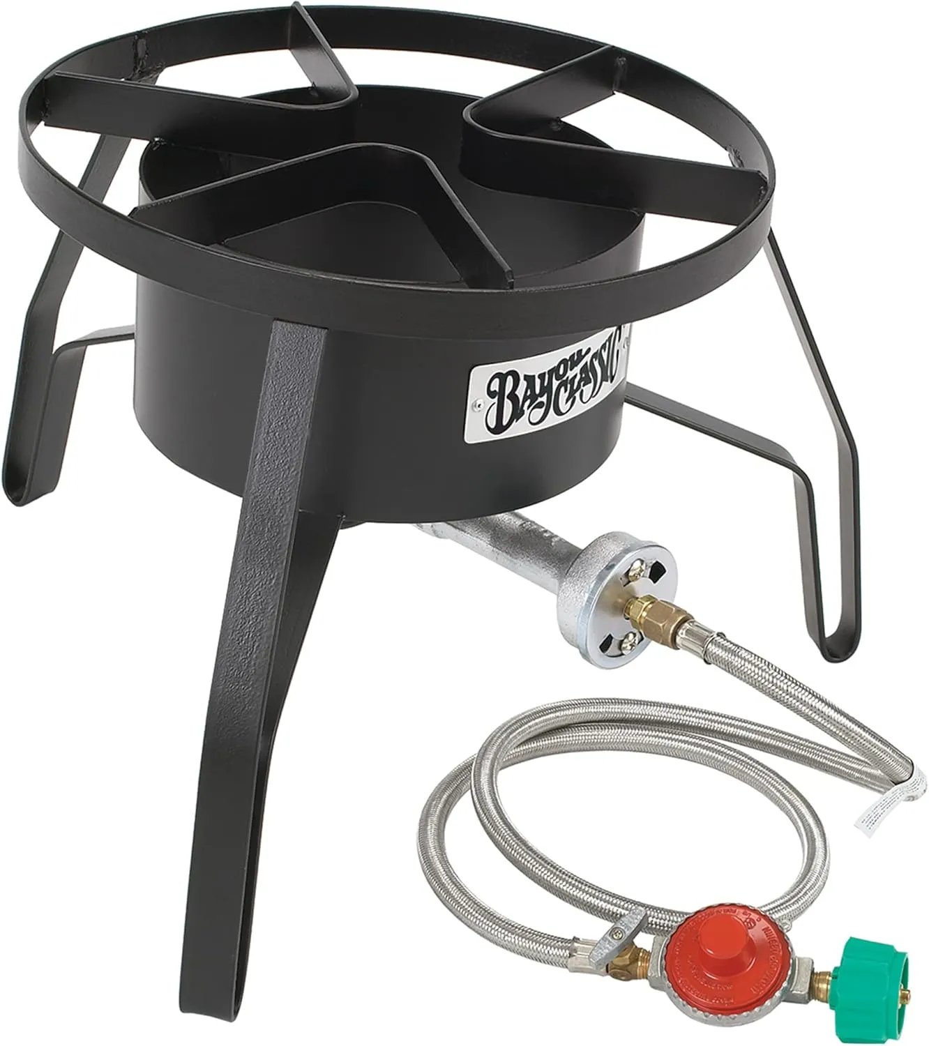 Bayou Classic High Pressure Cooker, 14" Wide, 10 psi SP10 Cooker,Black,18″ x 18″ x 13″. Weight: 13.8lbs.