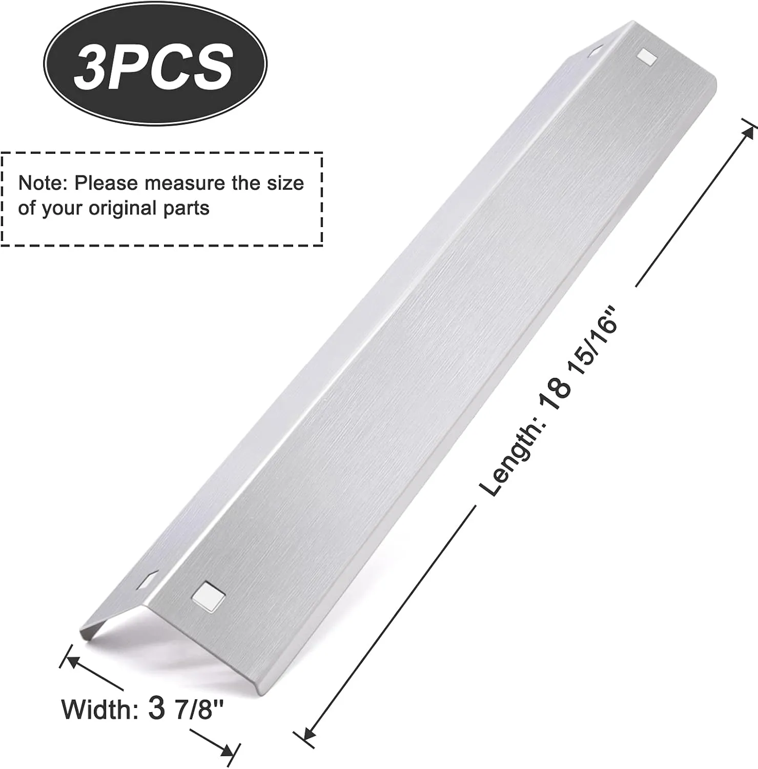 BBQ-Element Heat Plates Shields Compatible for Char griller 5050, 5650, 3001, 5072 Grill, 3-Pack Stainless Steel Heat Tent Burner Cover Flame Tamers for Chargriller Duo 5050, King Griller 3008