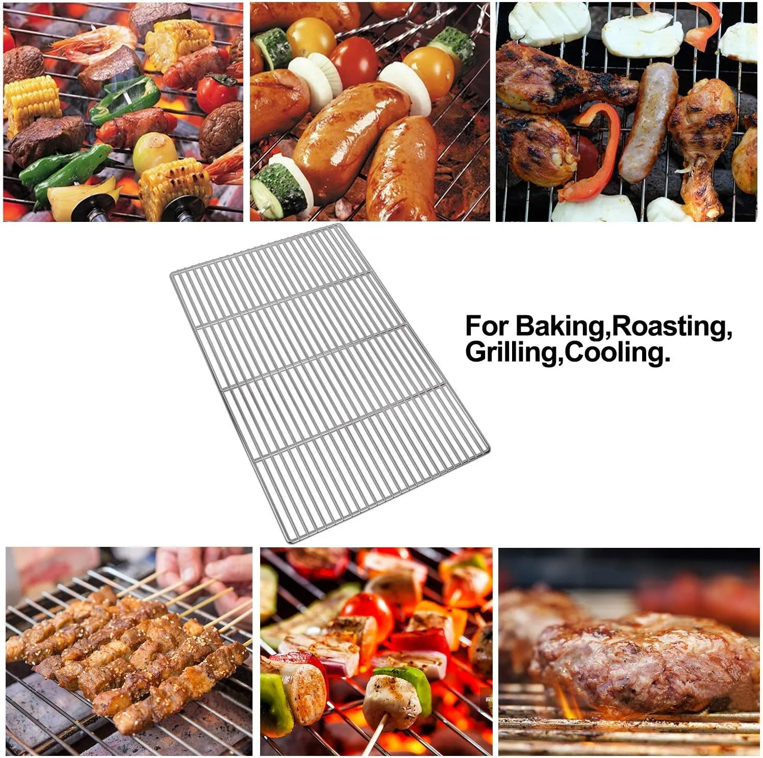 BBQ Grill Grates Replacement, Stainless Steel Barbecue Wire Mesh, Multifunction Cooking Grate for Outdoor Grill 2 Pack （20 13/16''*12 7/8''）