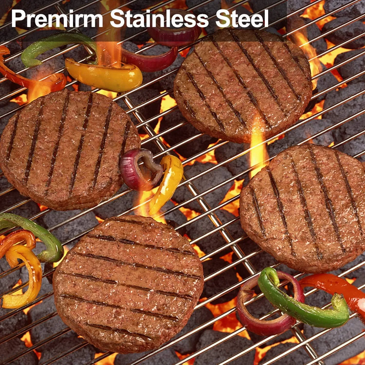 BBQ Grill Grates Replacement, Stainless Steel Barbecue Wire Mesh, Multifunction Cooking Grate for Outdoor Grill 2 Pack （20 13/16''*12 7/8''）