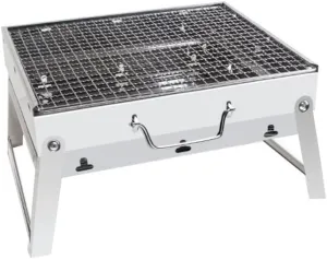 BBQ Indoor And Outdoor Portable Mini Folding Pull Type BBQ Household Charcoal BBQ Barbecue Equipment (Color : Silver)