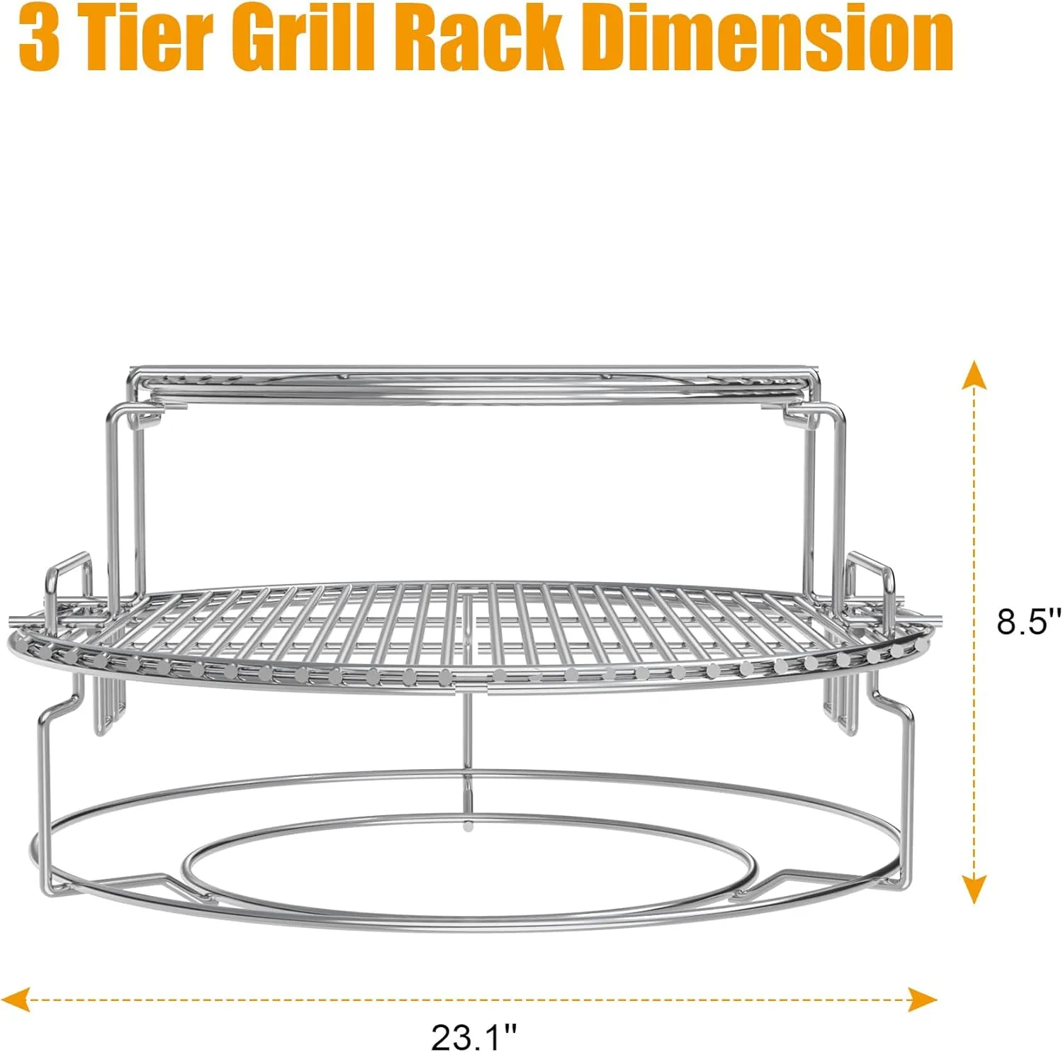 BBQ-PLUS Expander Rack Replacement Kit for XL Big Green Egg,Heavy Duty Stainless Steel 3 Tier 5 Piece Grill Basket Accessories with Removable Cooking Rack System Large