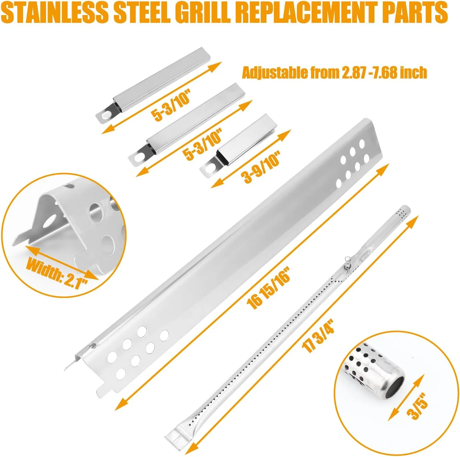 BBQ-PLUS Grill Replacement Parts for Charbroil Performance 2-Burner Gas Grills 463673519 463673019 463625217 463673017 G470-0002-W1 G321-0006-W1 G470-0004-W1 G470-5200-W1 Grill Accessories