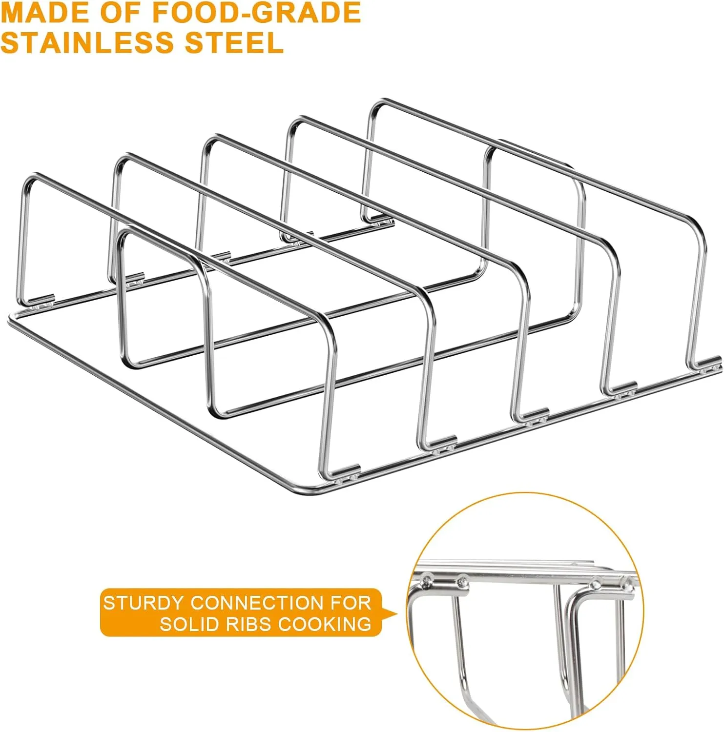BBQ-PLUS Stainless Steel 304 Rib Rack for Ninja XSKRACKXL Woodfire OG800 and OG900 Series,Heavy Duty BBQ Smoke Rack for Grill and Oven Rib Holder Accessories