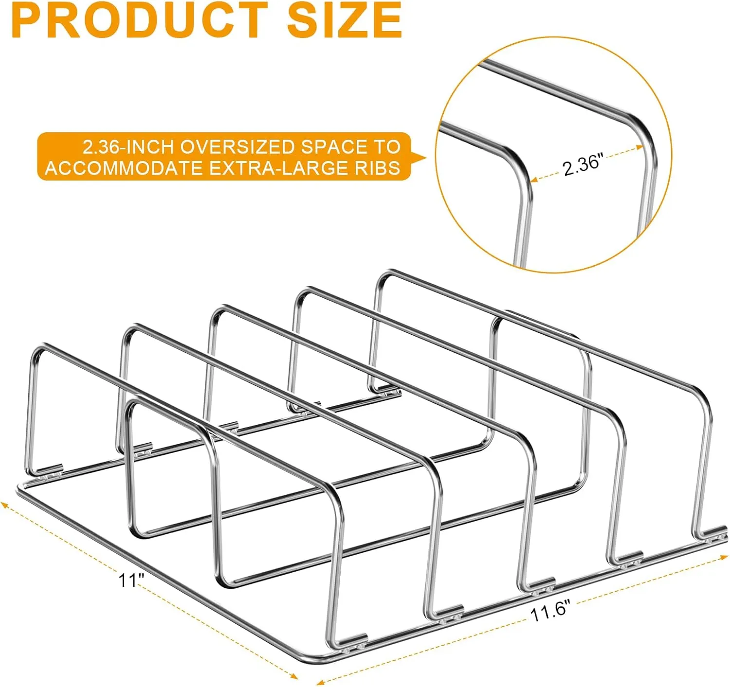 BBQ-PLUS Stainless Steel 304 Rib Rack for Ninja XSKRACKXL Woodfire OG800 and OG900 Series,Heavy Duty BBQ Smoke Rack for Grill and Oven Rib Holder Accessories