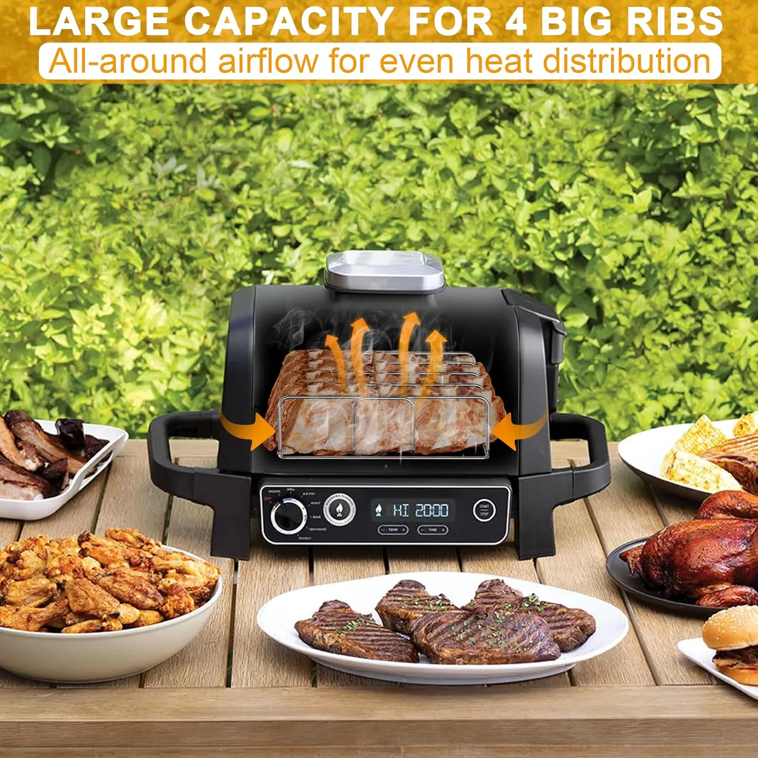 BBQ-PLUS Stainless Steel 304 Rib Rack for Ninja XSKRACKXL Woodfire OG800 and OG900 Series,Heavy Duty BBQ Smoke Rack for Grill and Oven Rib Holder Accessories